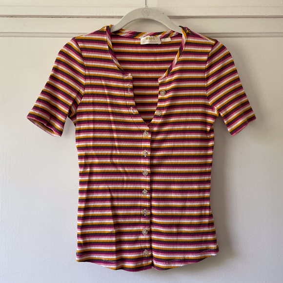 Maeve Anthropologie ribbed striped top size XS - Picture 3 of 10